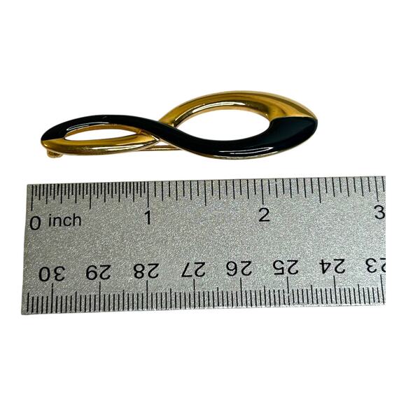 Vintage Monet Twisted Infinity Gold Tone Navy Blue Enamel Brooch Pin - Picture 3 of 6